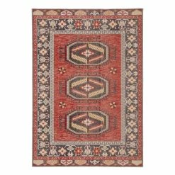 World Market Red and Yellow Medallion Lima Indoor Outdoor Rug