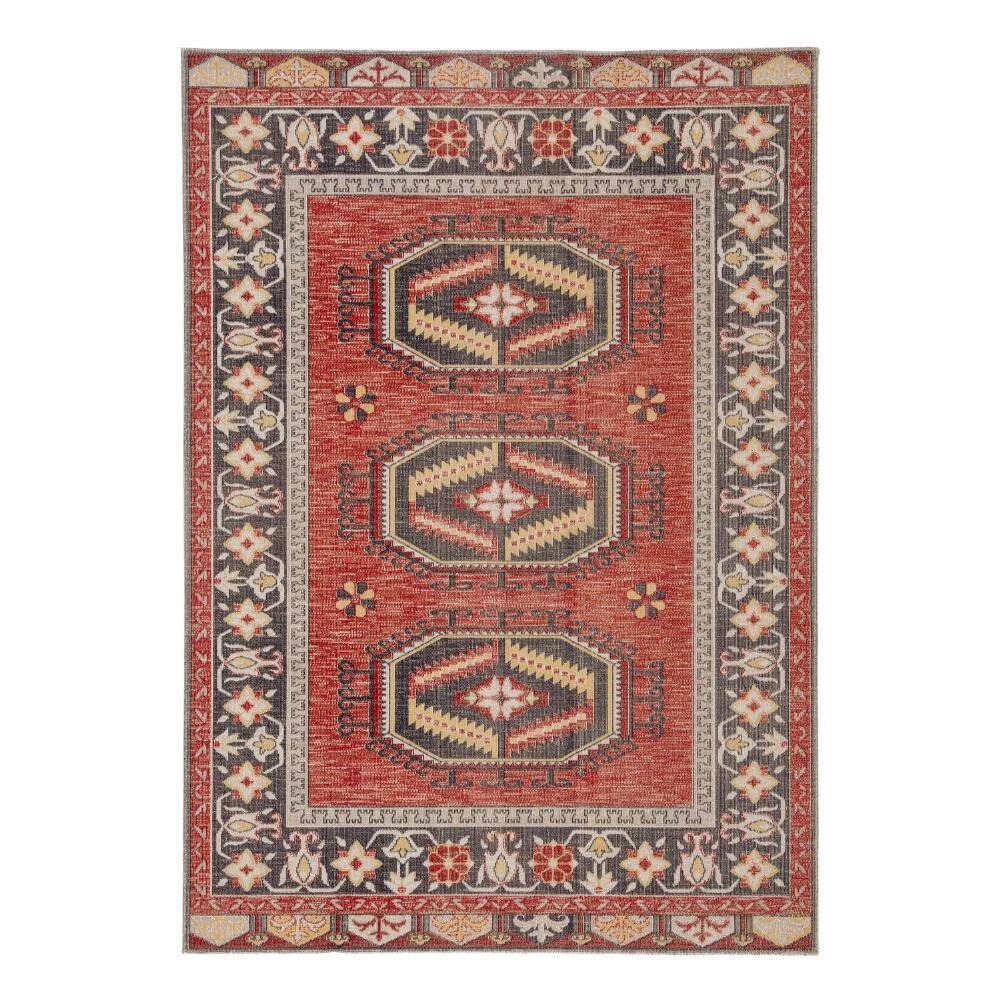 World Market Red and Yellow Medallion Lima Indoor Outdoor Rug
