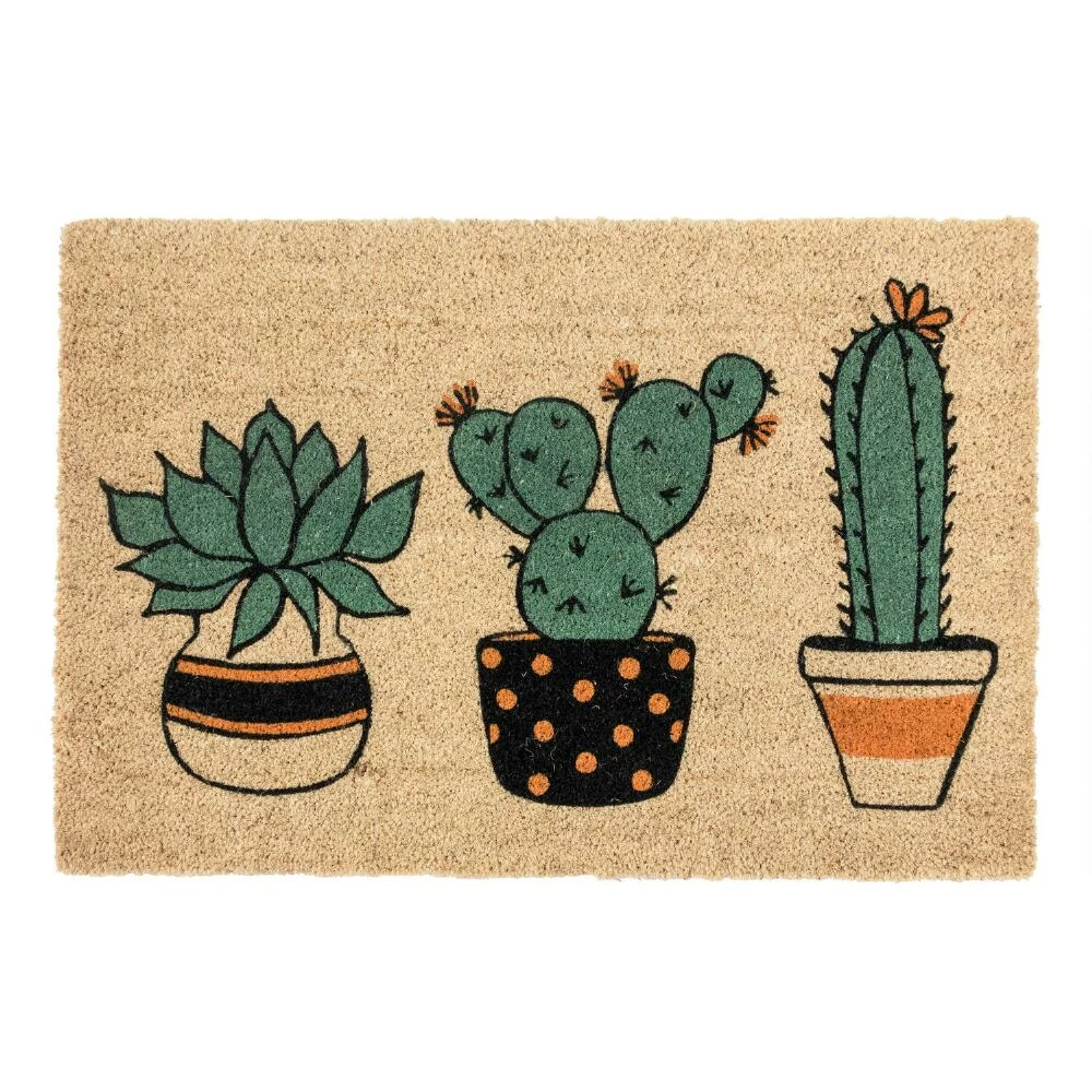 World Market Potted Cactus Coir Doormat