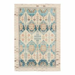 World Market Selma Blue and Rust Floral Cotton Washable Area Rug