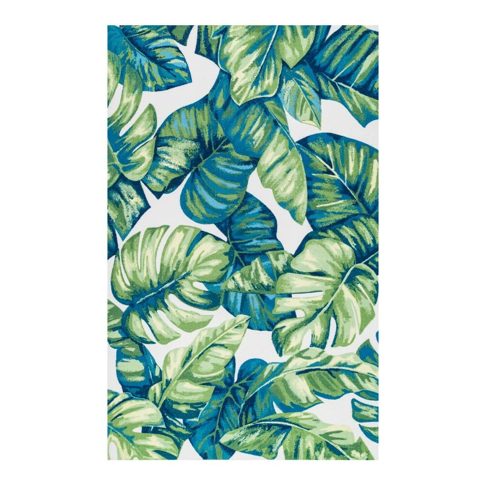 World Market Green Palm Print Indoor Outdoor Rug