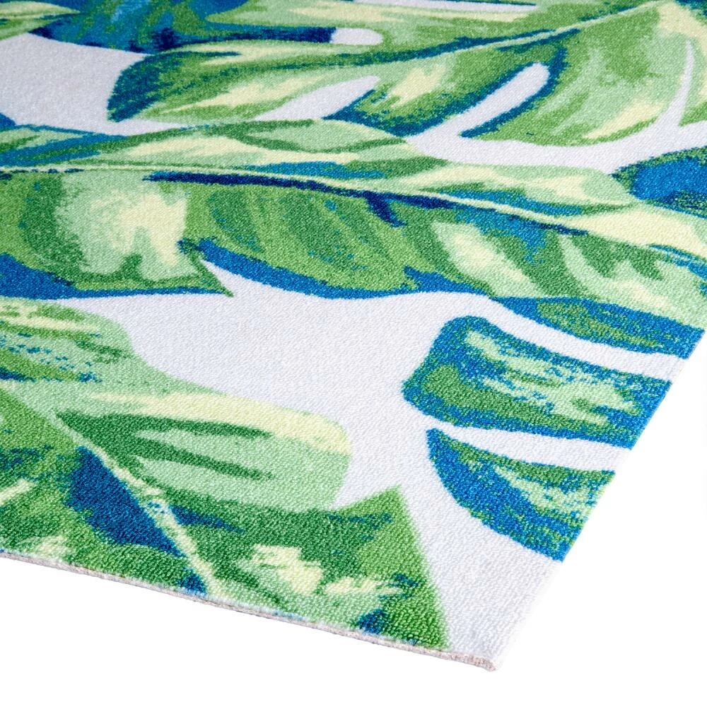 World Market Green Palm Print Indoor Outdoor Rug - Image 2