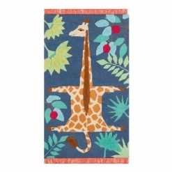 World Market Navy And Orange Giraffe Wool Area Rug