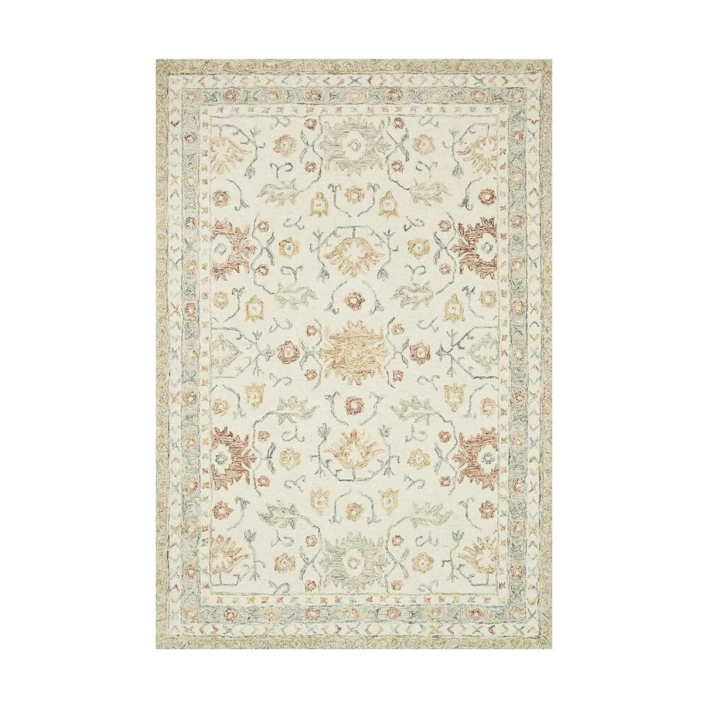 World Market Ivory and Orange Wool Nina Area Rug