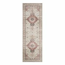 World Market Ivory and Berry Distressed Persian Style Patmos Floor Runner