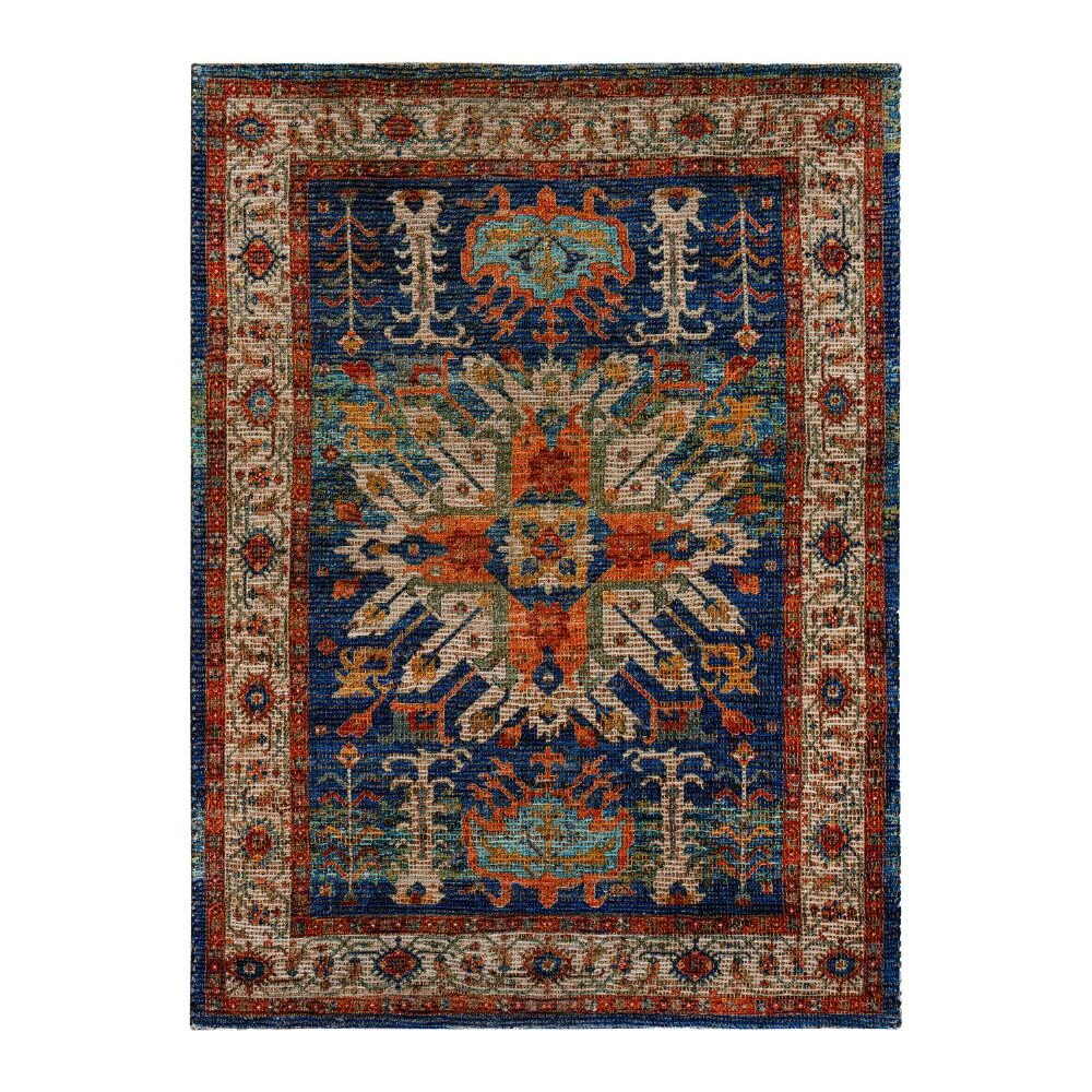 World Market Blue and Orange Distressed Jute Blend Sahand Area Rug