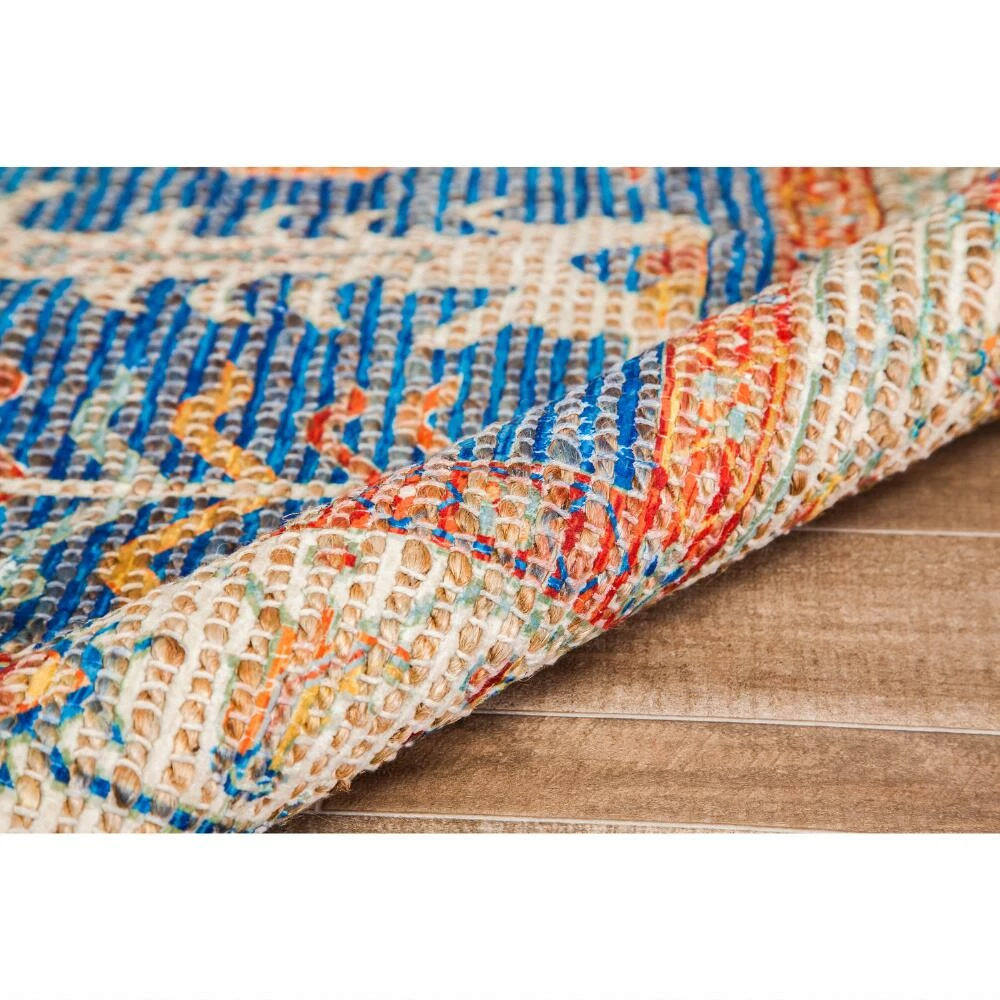 World Market Blue and Orange Distressed Jute Blend Sahand Area Rug - Image 3