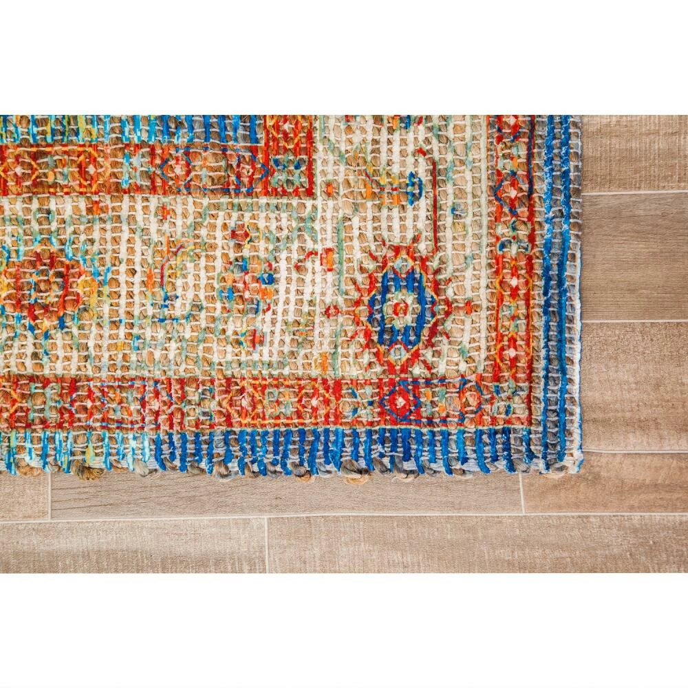 World Market Blue and Orange Distressed Jute Blend Sahand Area Rug - Image 4
