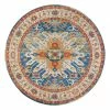 World Market Round Blue and Orange Distressed Jute Blend Sahand Area Rug