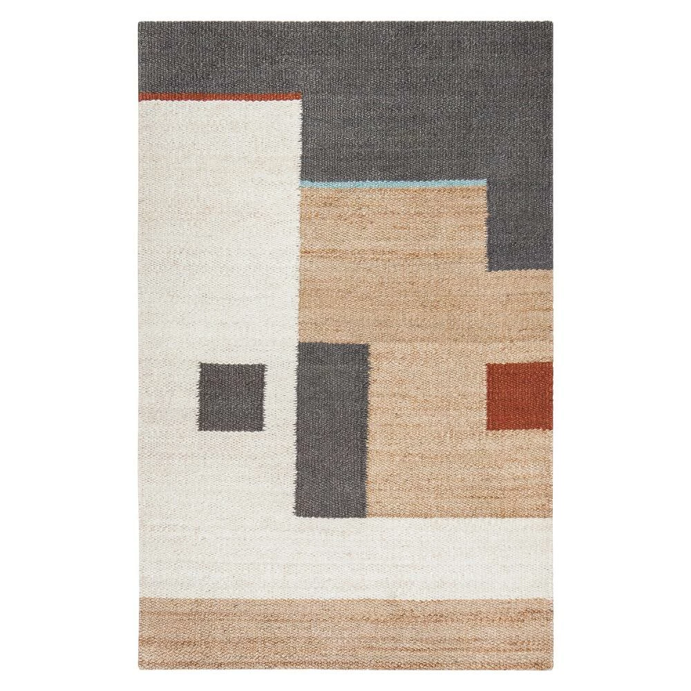 World Market Tan and Ivory Abstract Woven Jute Heera Area Rug