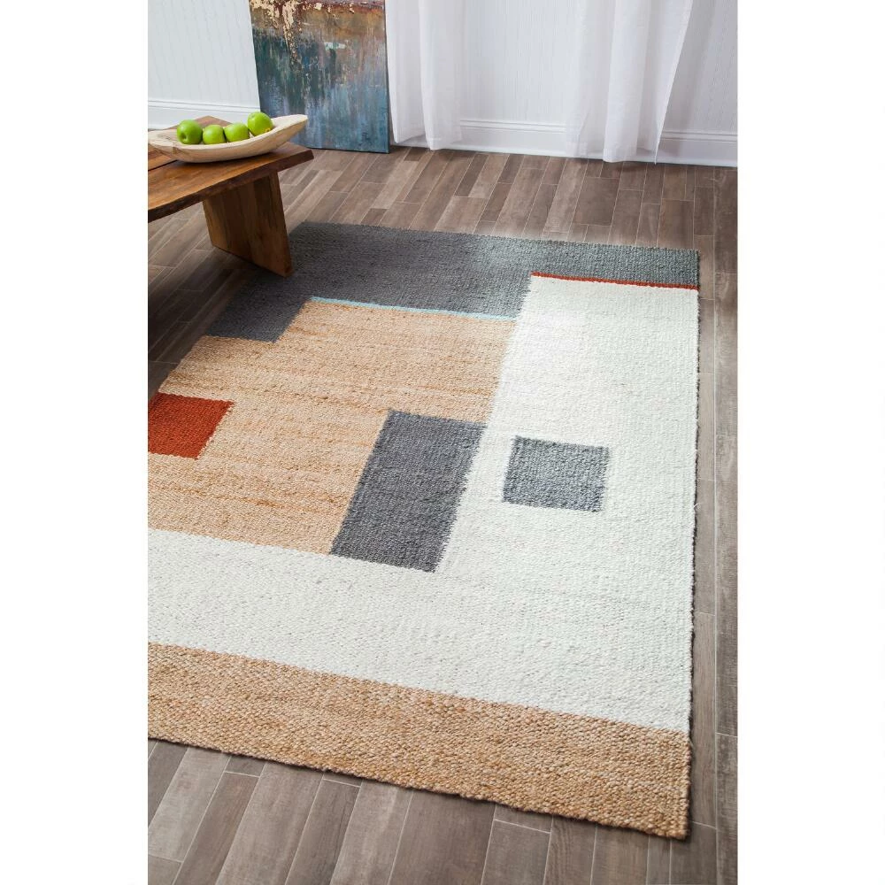 World Market Tan and Ivory Abstract Woven Jute Heera Area Rug - Image 3