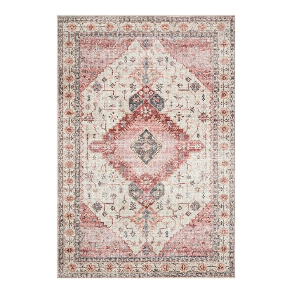 World Market Ivory and Berry Distressed Persian Style Patmos Area Rug