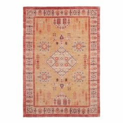 World Market Taos Rust and Golden Yellow Cotton Washable Area Rug