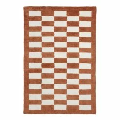 World Market Rust and Ivory Checkerboard Area Rug