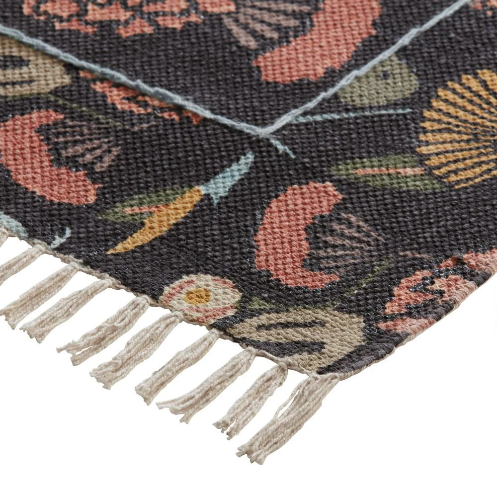 World Market Jaipur Black And Sage Floral Embroidered Cotton Area Rug - Image 2