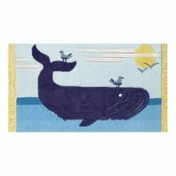 World Market Blue Whale Wool Area Rug