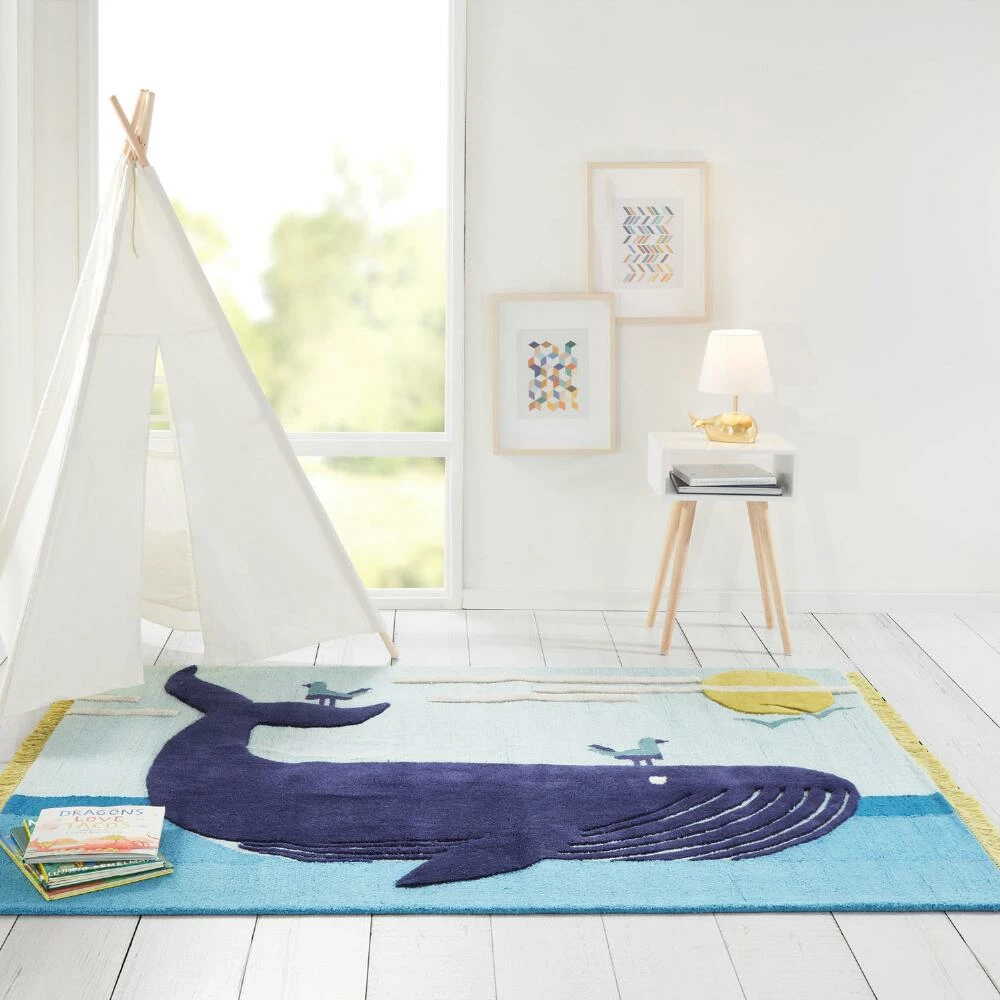 World Market Blue Whale Wool Area Rug - Image 2