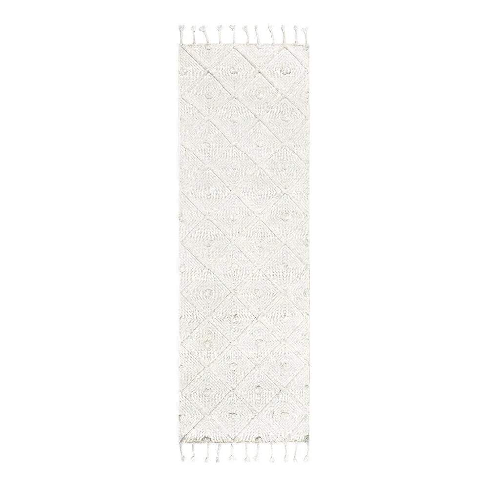 World Market Off White Diamond And Dot Wool Deandra Floor Runner