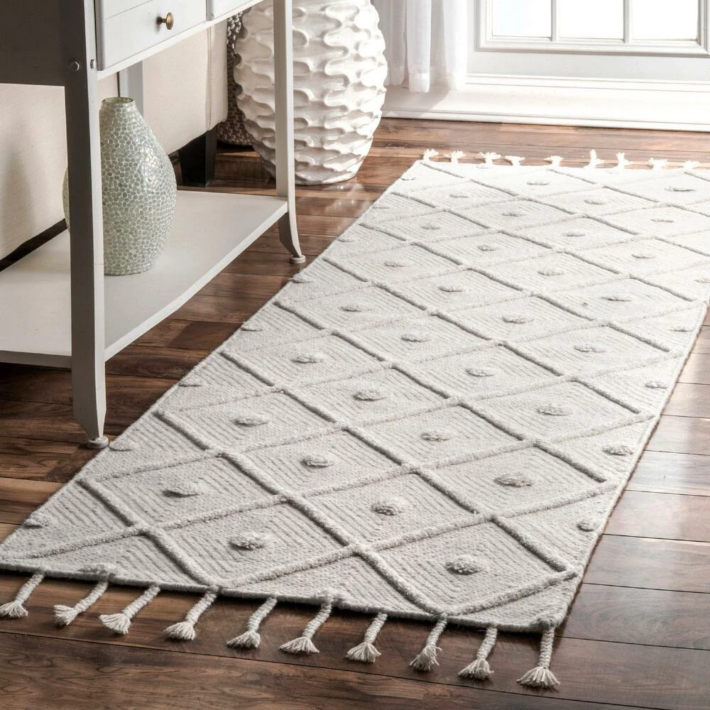 World Market Off White Diamond And Dot Wool Deandra Floor Runner - Image 2