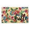 World Market Hello Floral Coir Doormat